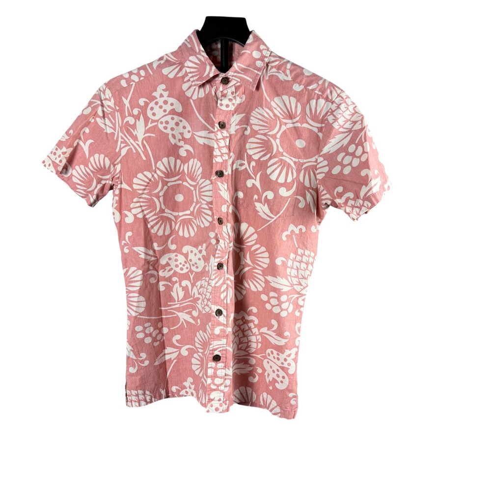 Kahala Mens XS Tropical Floral Pineapple Aloha Shirt Handcrafted in Hawaii